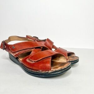 Finn Comfort Brown Leather Strap Back Sandals Size 40 9 Orthotic